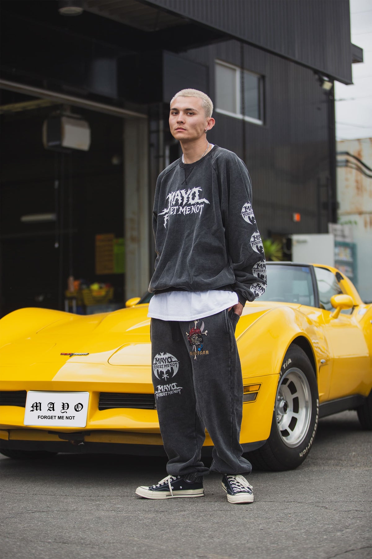 MAYO BANDANA SKULL EMBROIDERY SWEAT PANTS