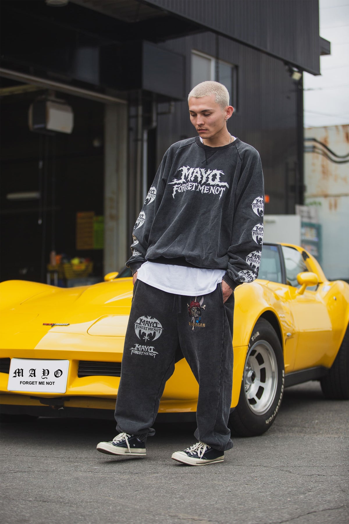 MAYO BANDANA SKULL EMBROIDERY SWEAT PANTS