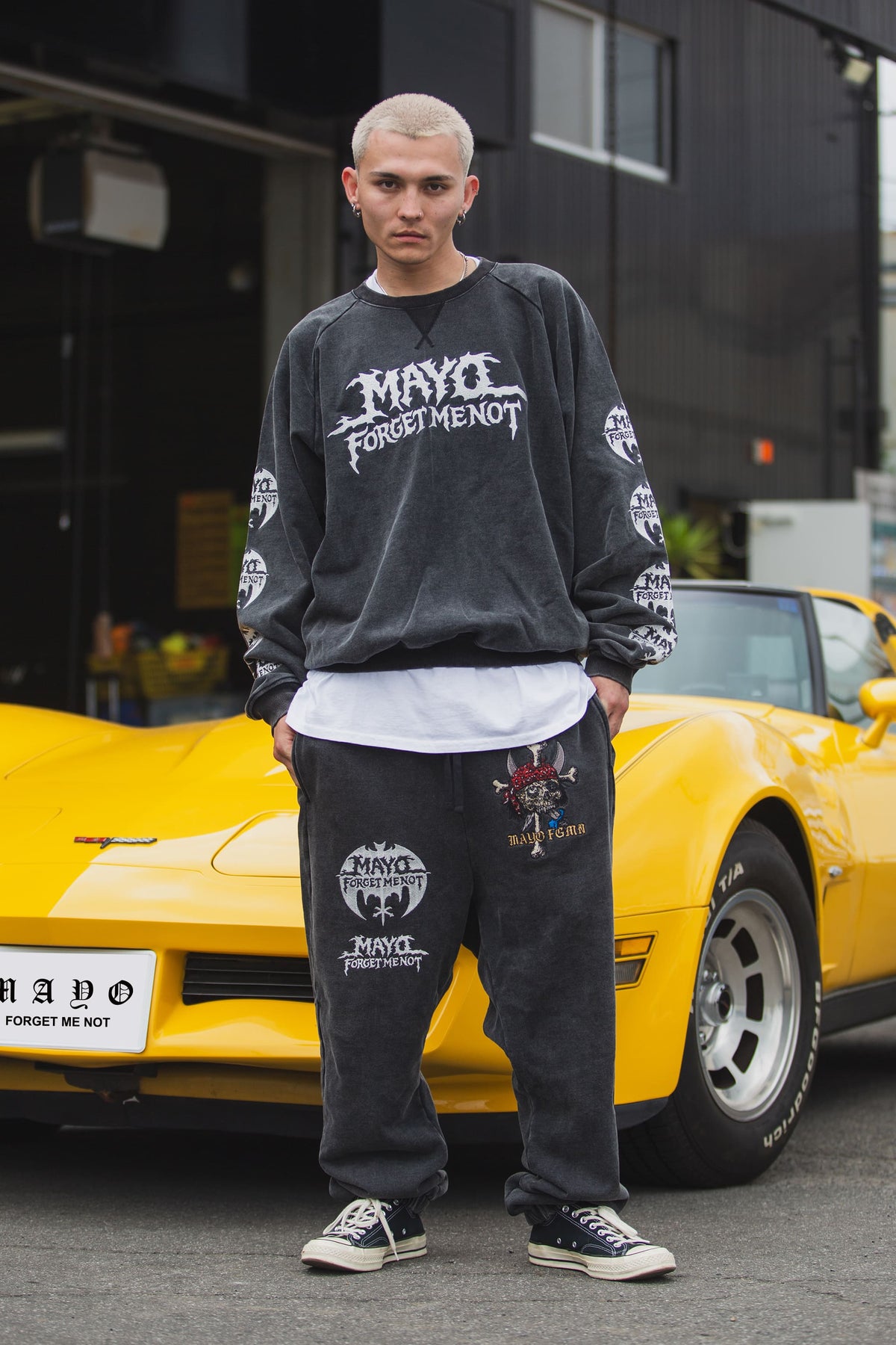 MAYO BANDANA SKULL EMBROIDERY SWEAT PANTS