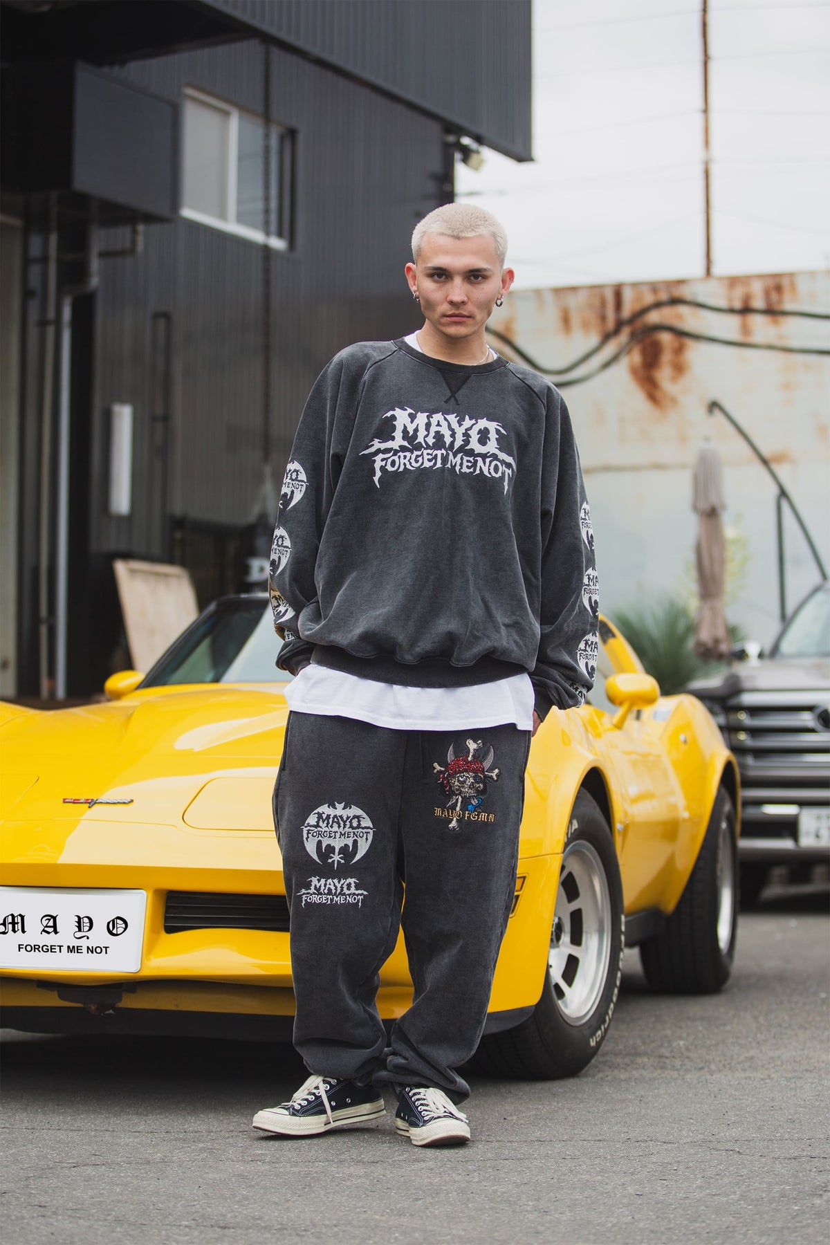 MAYO BANDANA SKULL EMBROIDERY SWEAT PANTS