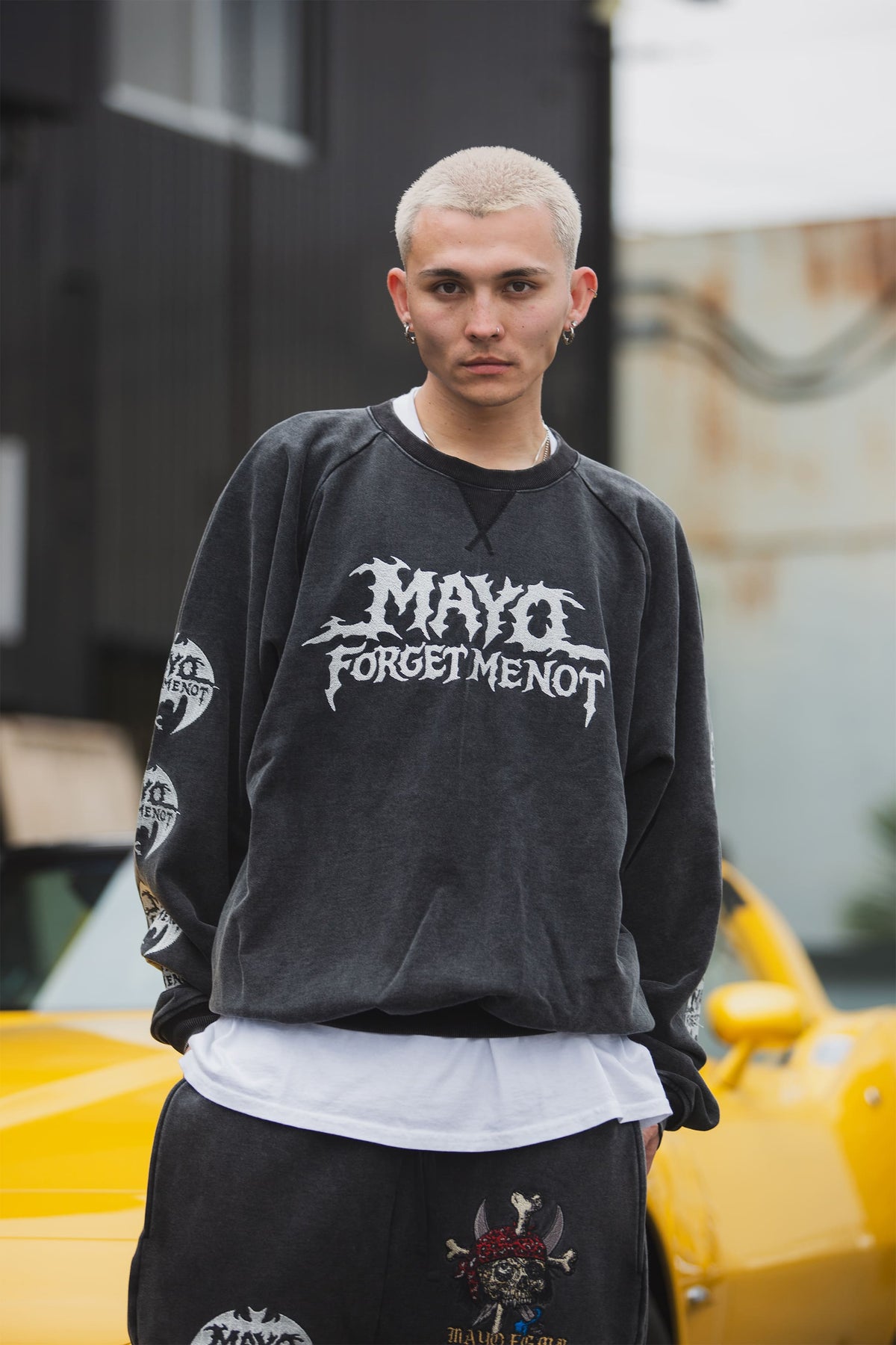 MAYO BANDANA SKULL EMBROIDERY CREW NECK SWEAT