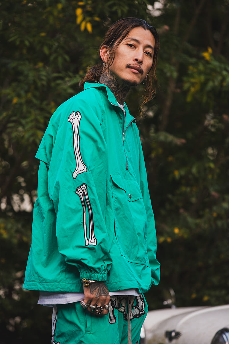 【WEB LIMITED】MAYO BONES Embroidery Nylon Anorak - KINMIYA BLUE