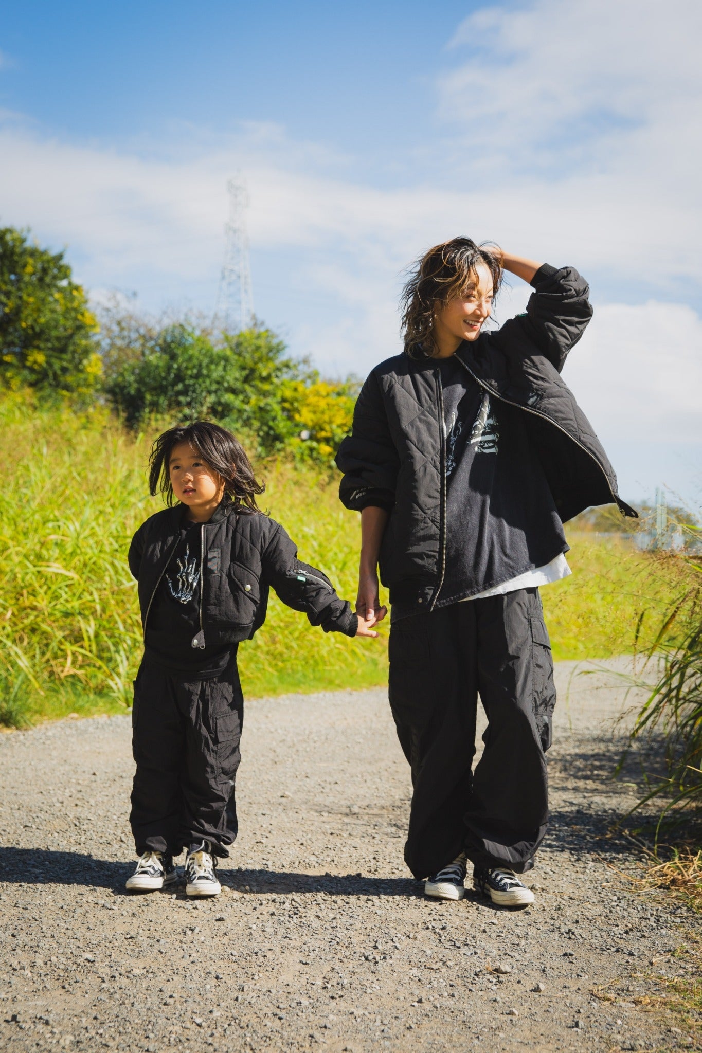 EAGLE  EMBROIDERY NYLON JKT - BLACK