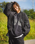 EAGLE  EMBROIDERY NYLON JKT - BLACK