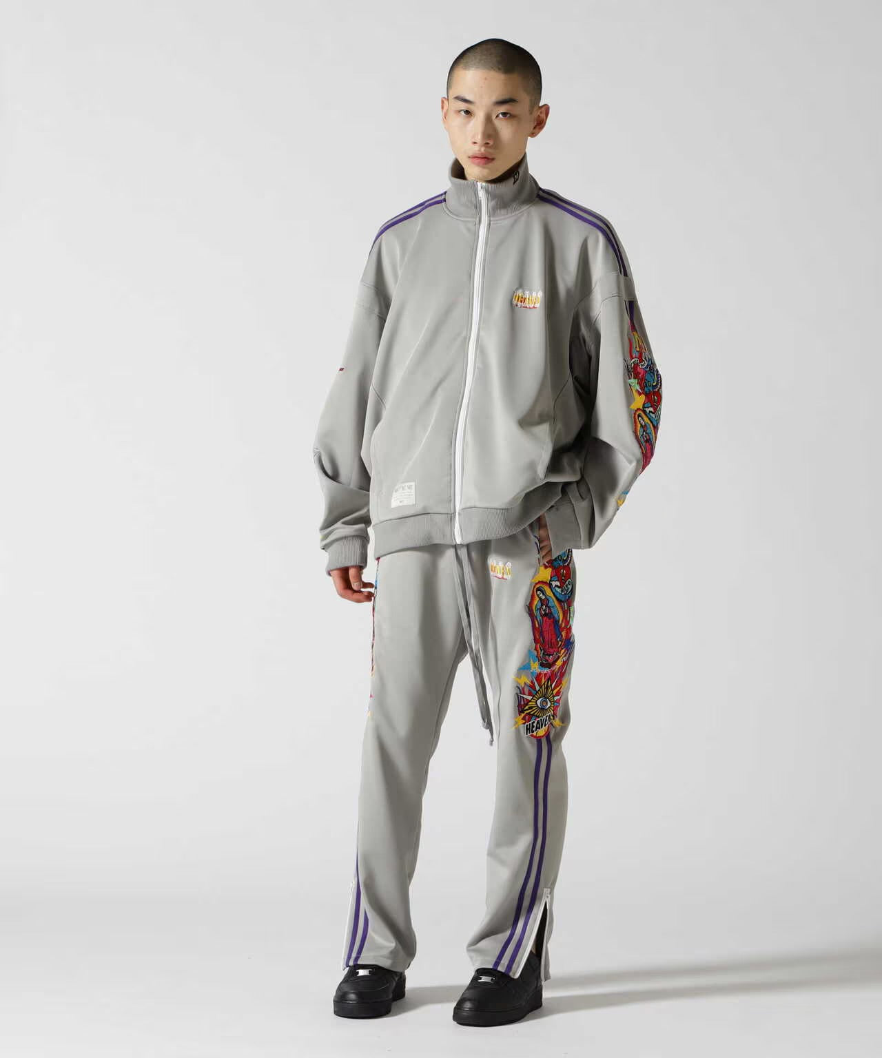 MAYO CHAOS EMBROIDERY Track Pants - GRAY