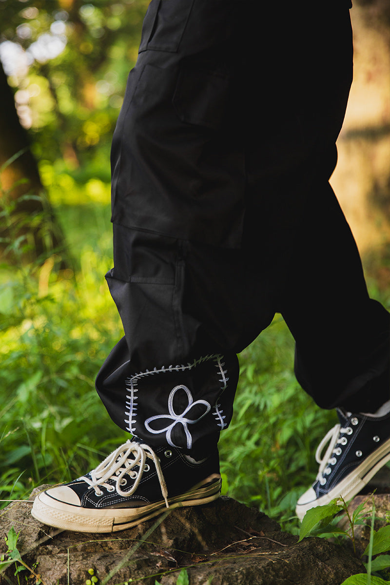 WESTERN EMBROIDERY NYLON CARGO PANTS