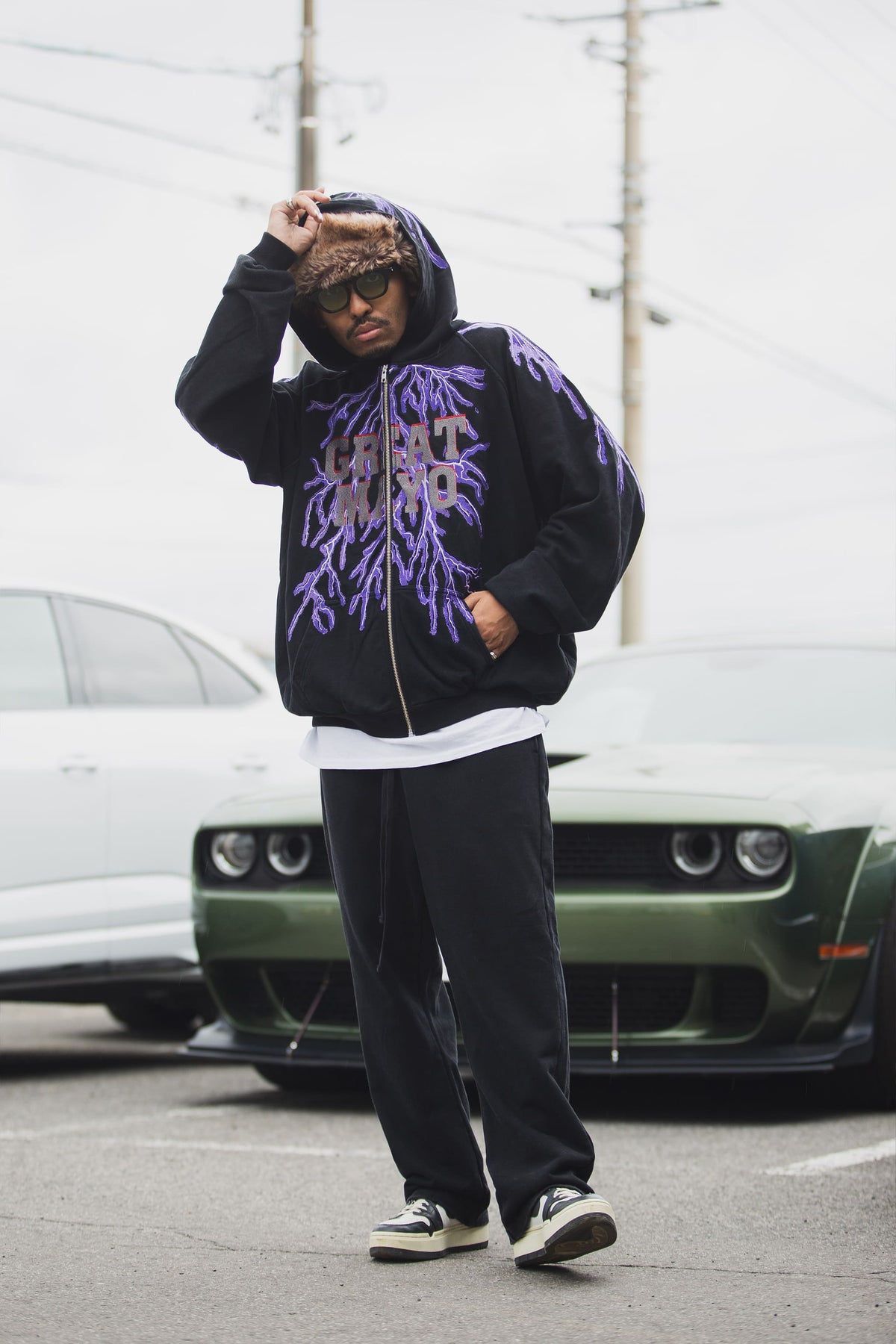 GREAT MAYO THUNDER EMBROIDERY ZIP UP HOODIE