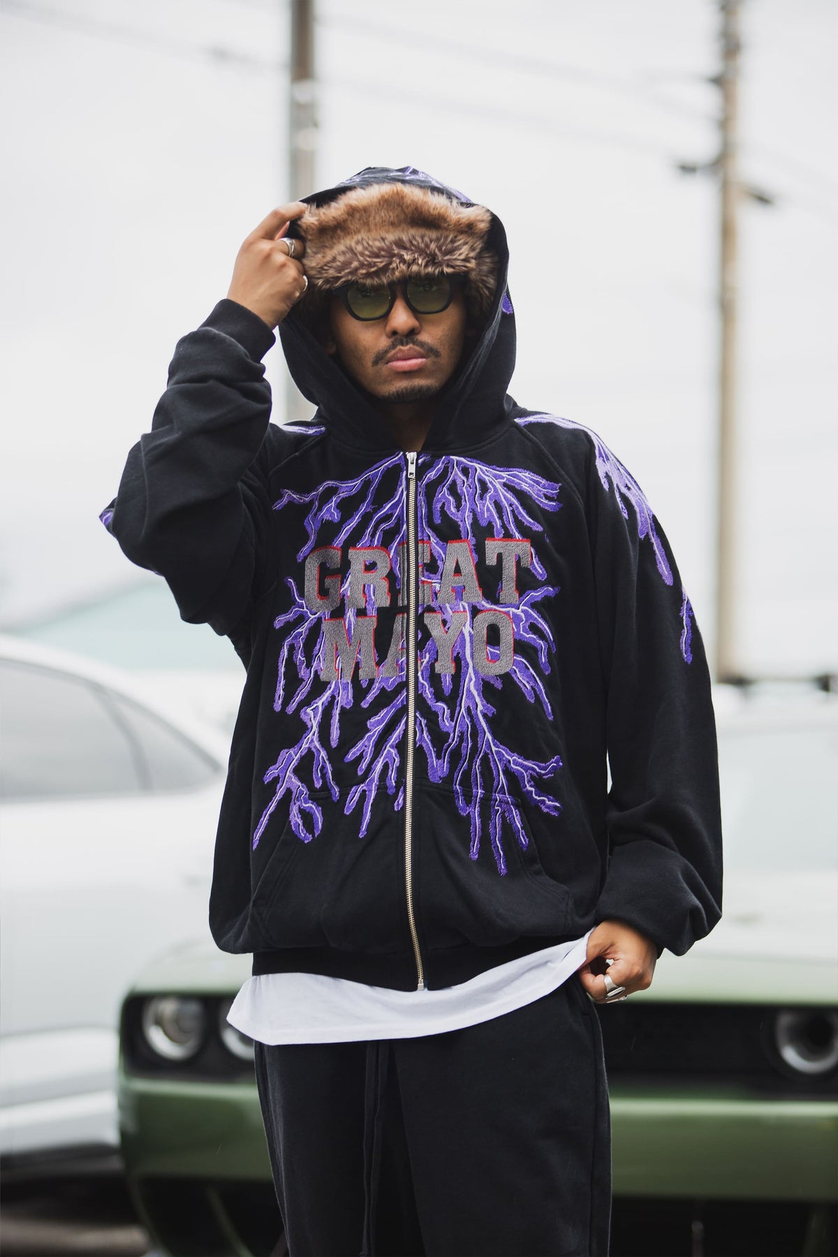 GREAT MAYO THUNDER EMBROIDERY ZIP UP HOODIE