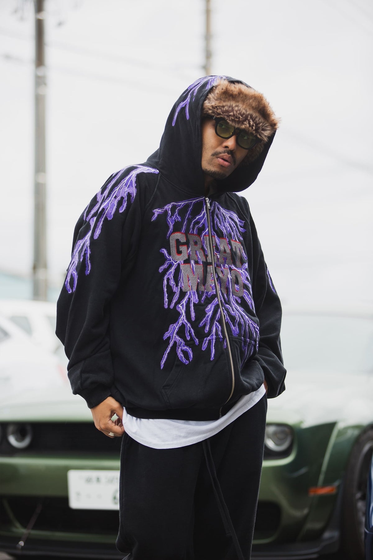 GREAT MAYO THUNDER EMBROIDERY ZIP UP HOODIE