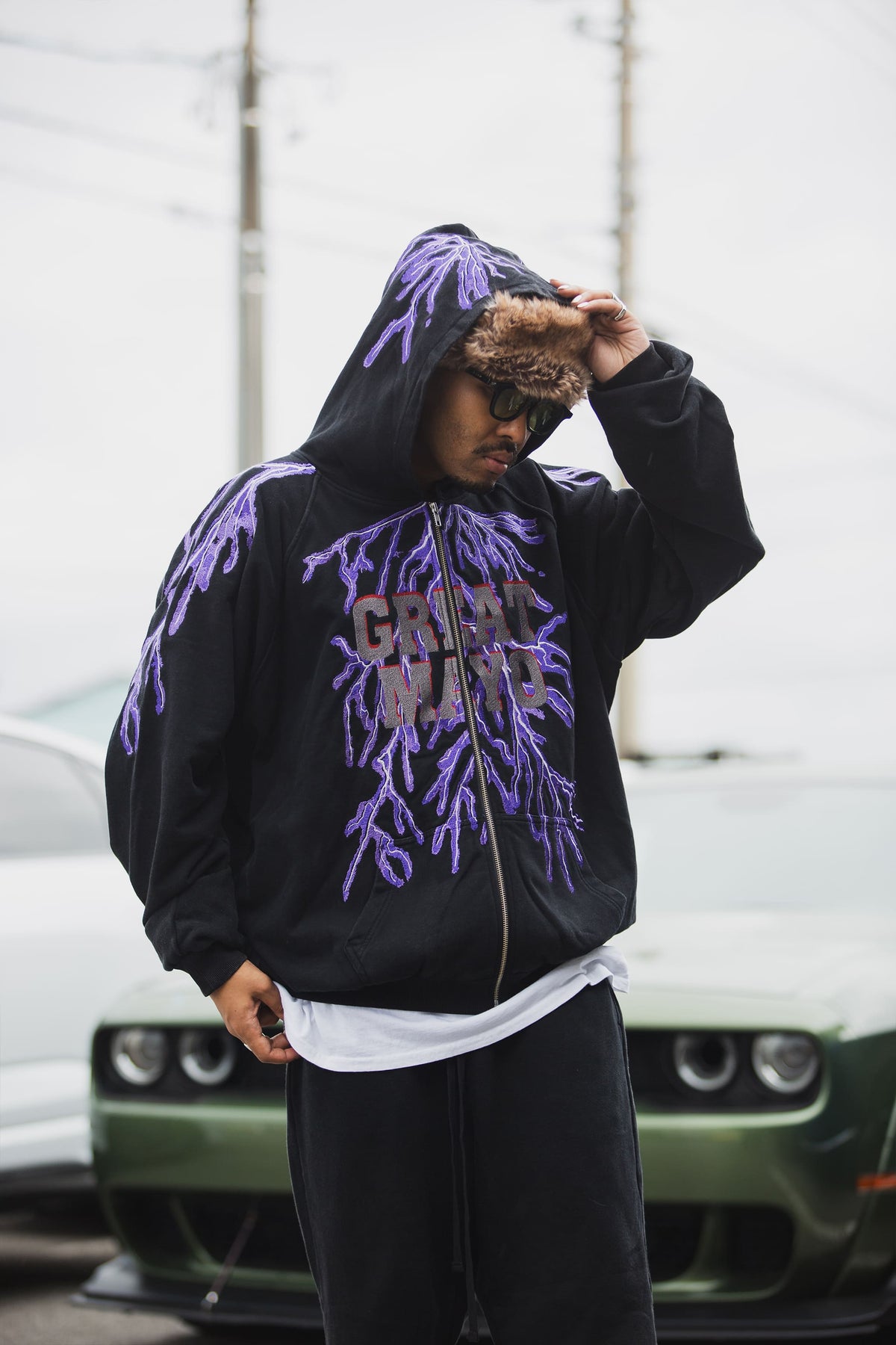 GREAT MAYO THUNDER EMBROIDERY ZIP UP HOODIE