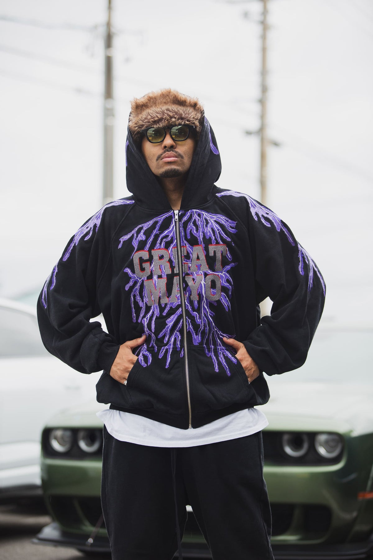 GREAT MAYO THUNDER EMBROIDERY ZIP UP HOODIE