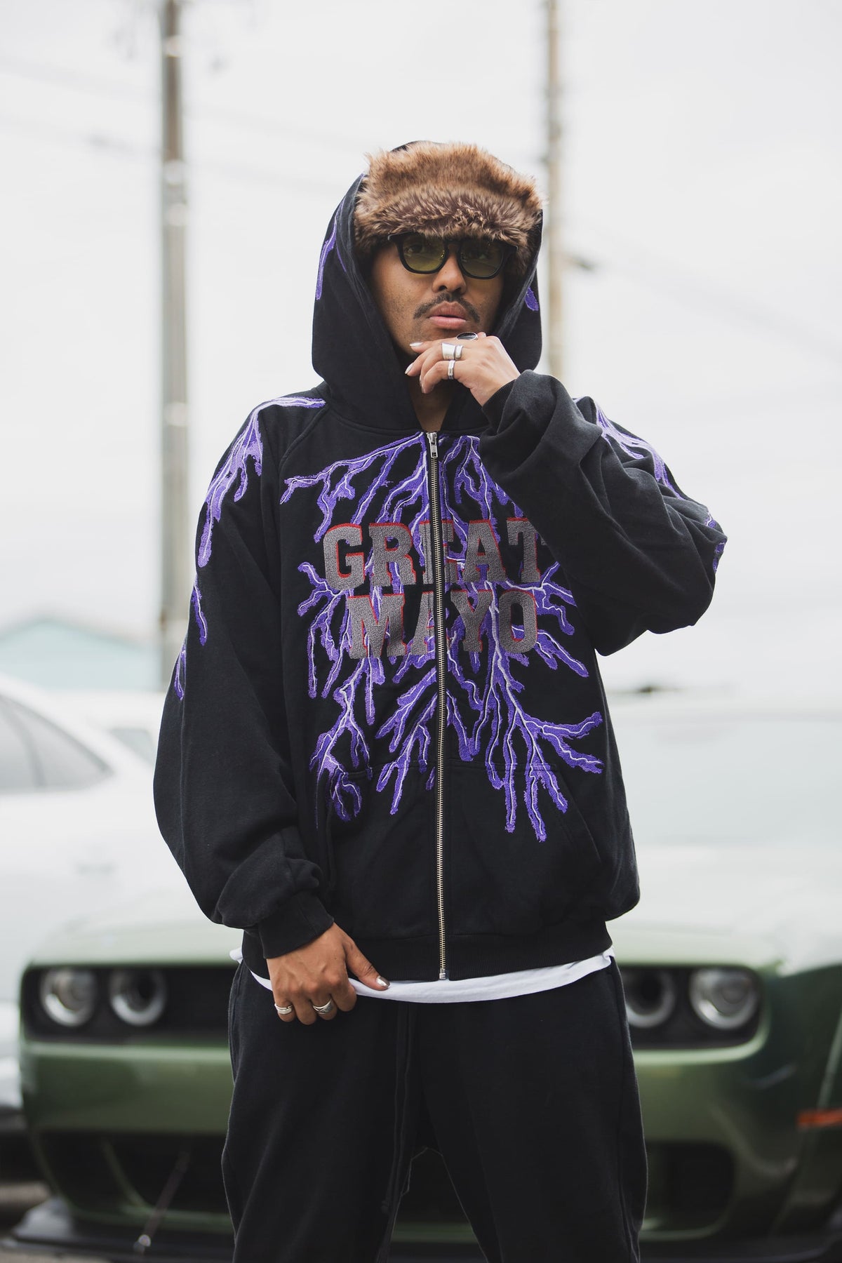 GREAT MAYO THUNDER EMBROIDERY ZIP UP HOODIE