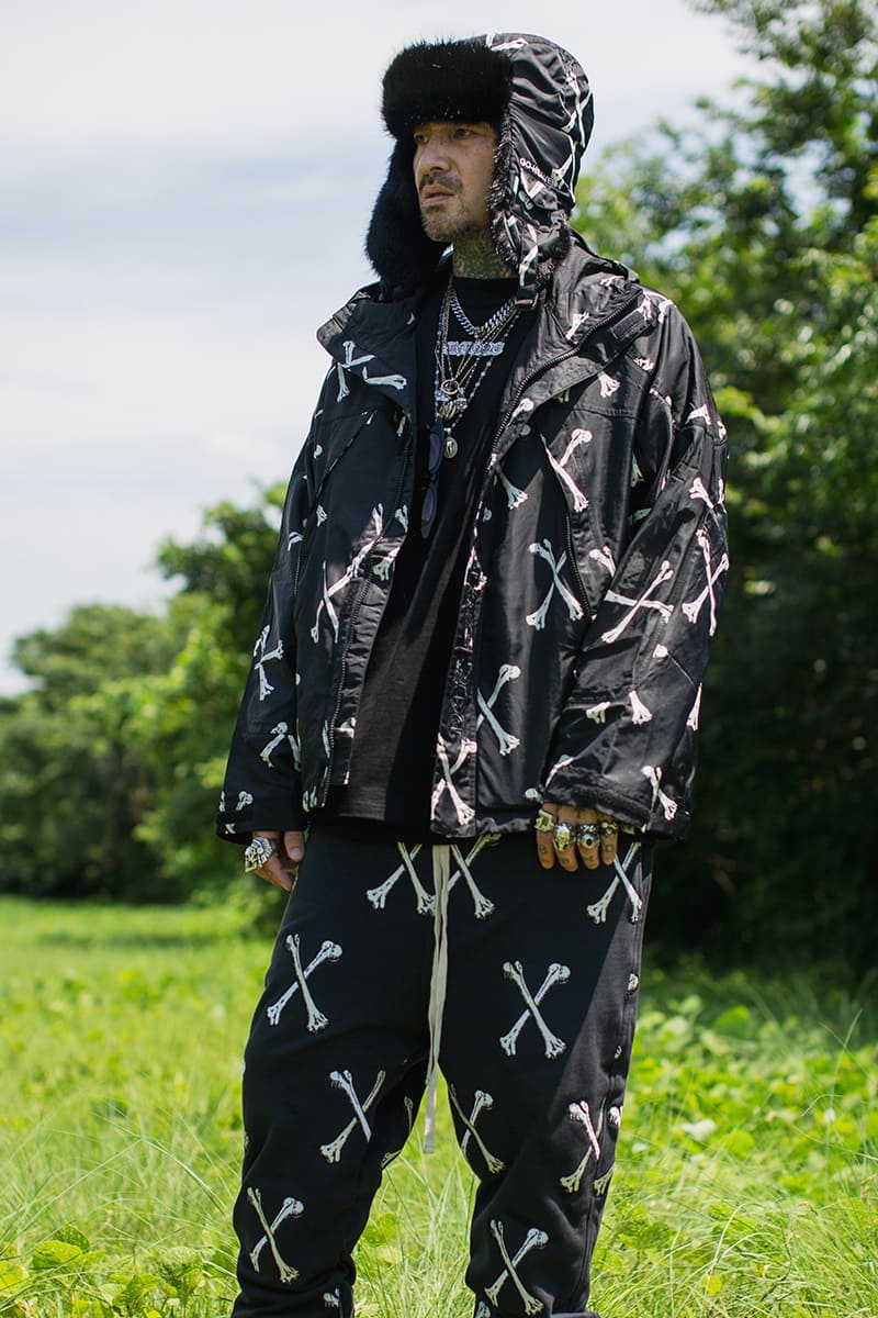 MAYO CROSS BONES EMBROIDERY NYLON MOUNTAIN PARKA - BLACK