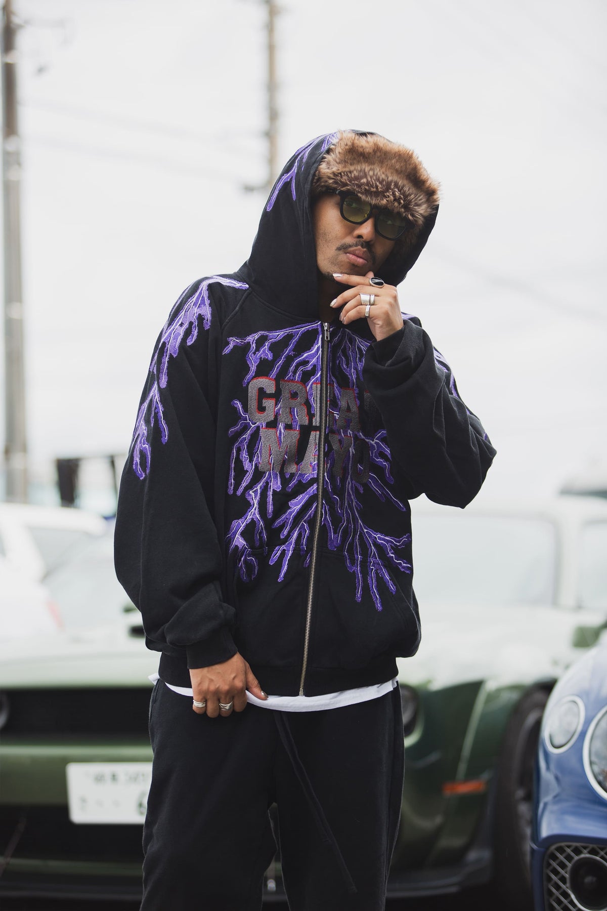 GREAT MAYO THUNDER EMBROIDERY ZIP UP HOODIE