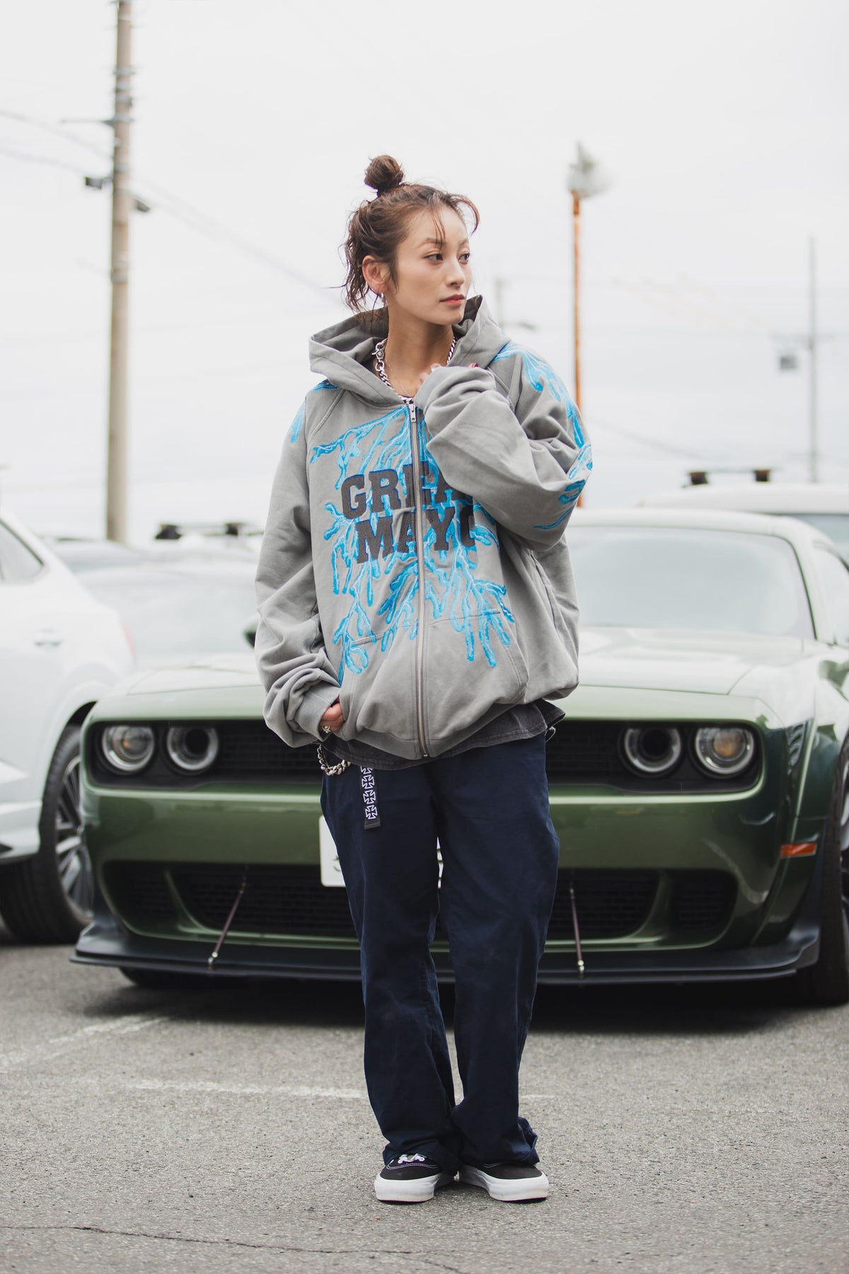 GREAT MAYO THUNDER EMBROIDERY ZIP UP HOODIE
