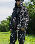 MAYO CROSS BONES EMBROIDERY NYLON MOUNTAIN PARKA - BLACK