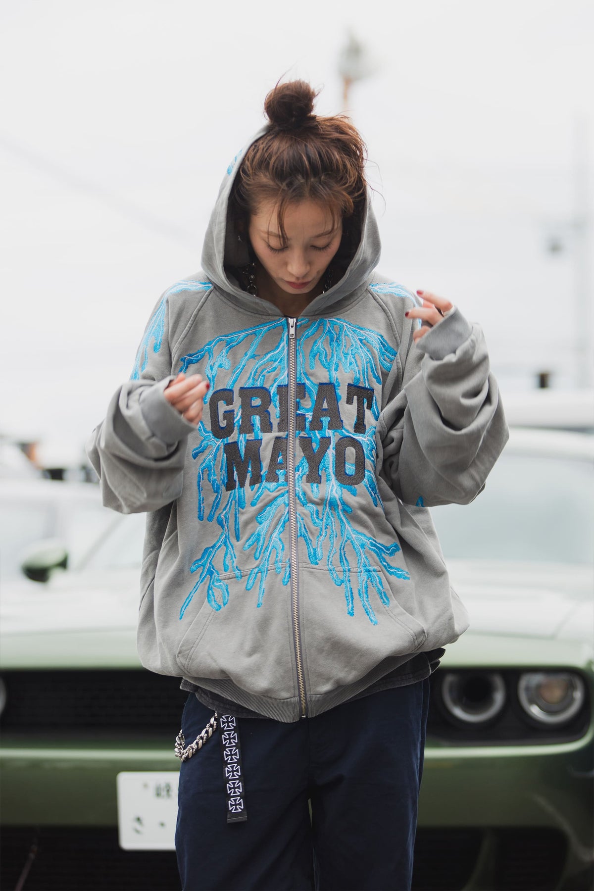 GREAT MAYO THUNDER EMBROIDERY ZIP UP HOODIE