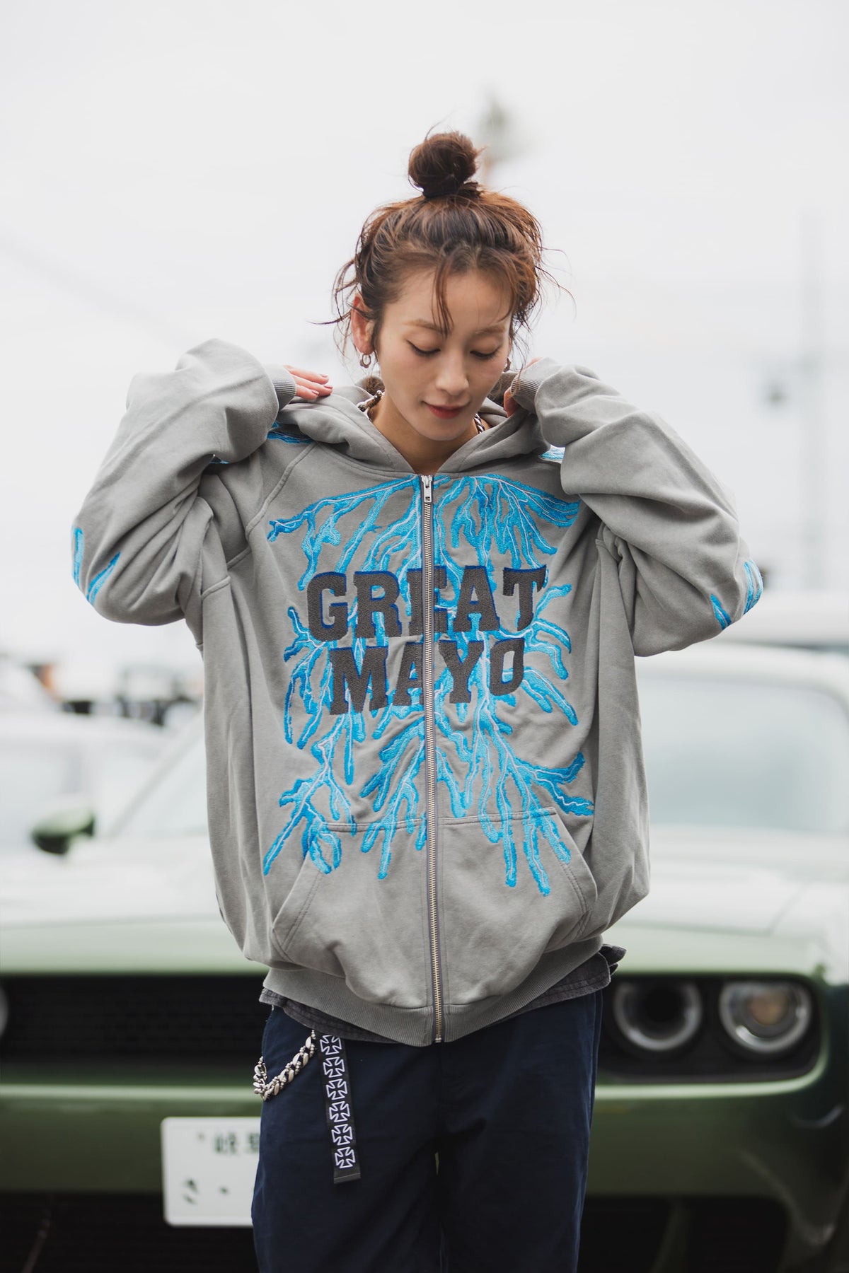 GREAT MAYO THUNDER EMBROIDERY ZIP UP HOODIE