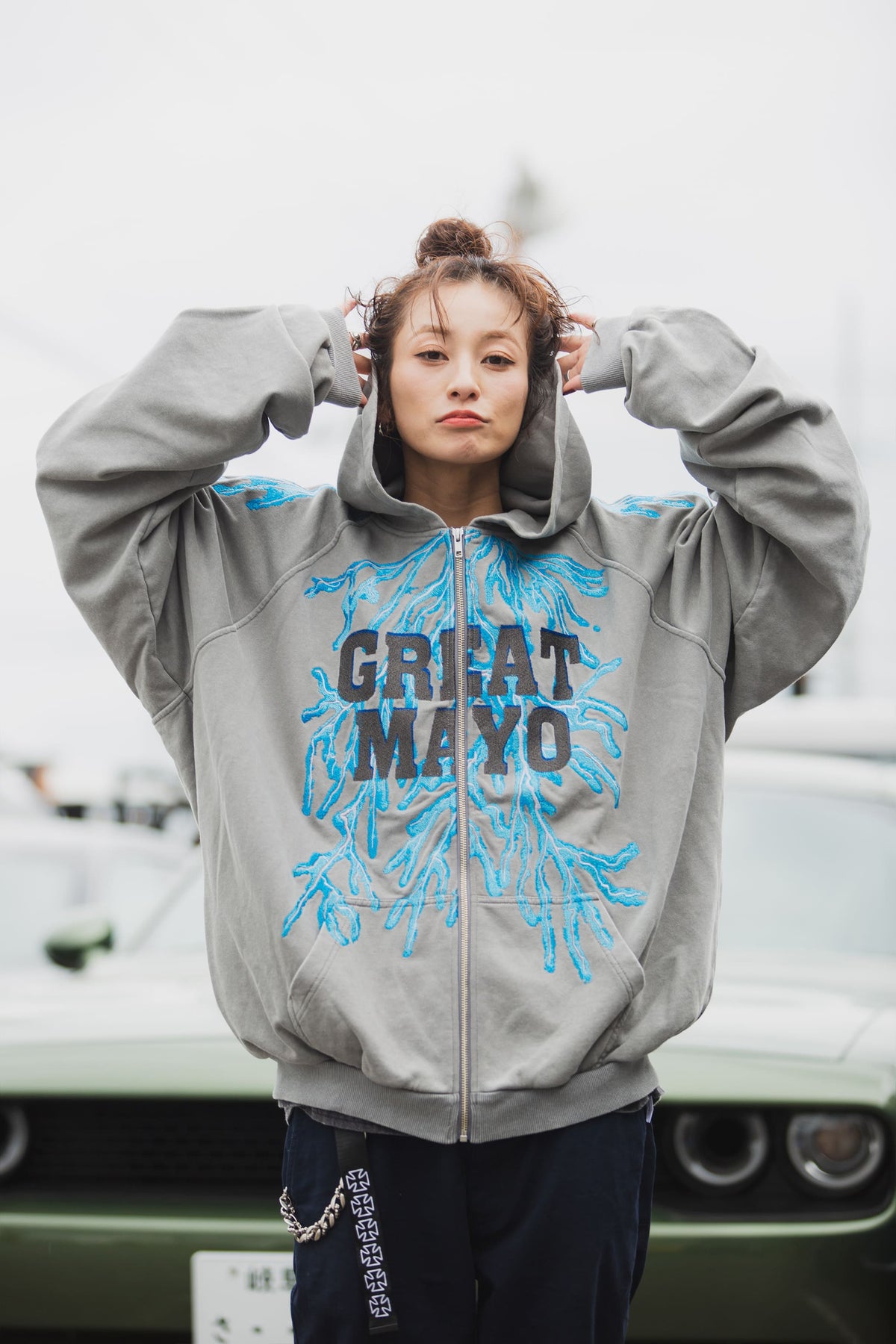 GREAT MAYO THUNDER EMBROIDERY ZIP UP HOODIE