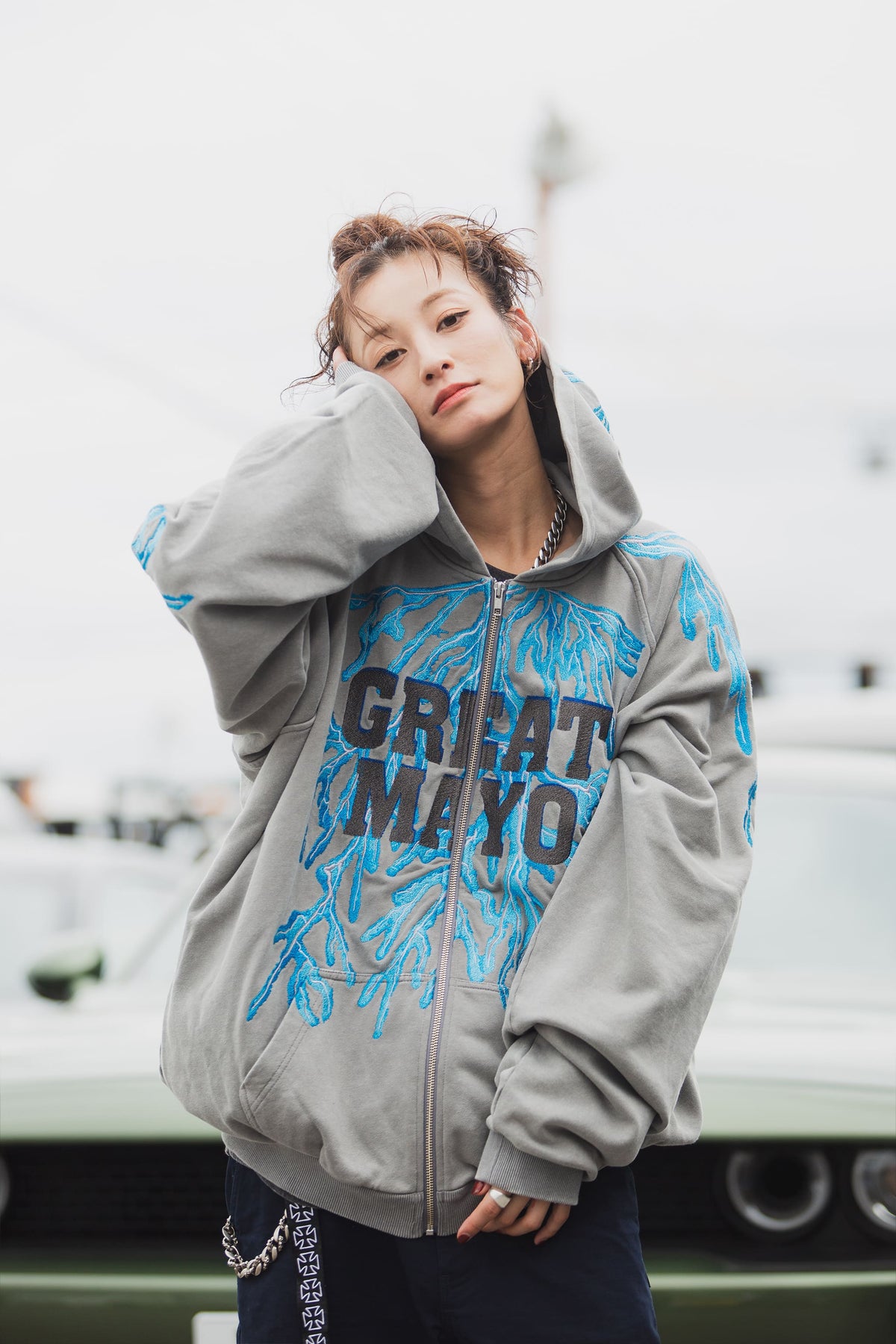 GREAT MAYO THUNDER EMBROIDERY ZIP UP HOODIE