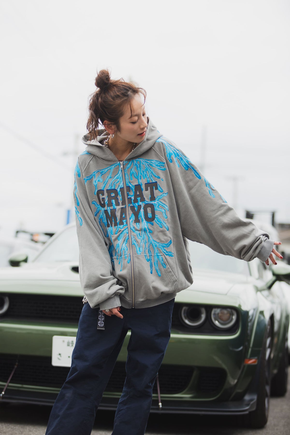 GREAT MAYO THUNDER EMBROIDERY ZIP UP HOODIE