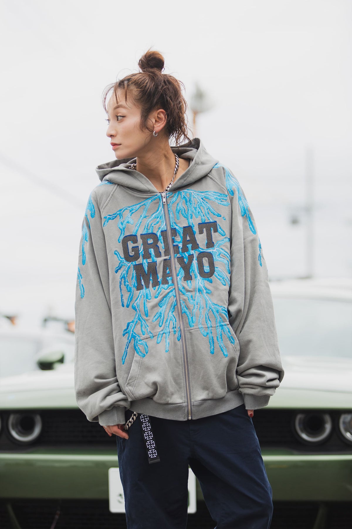 GREAT MAYO THUNDER EMBROIDERY ZIP UP HOODIE
