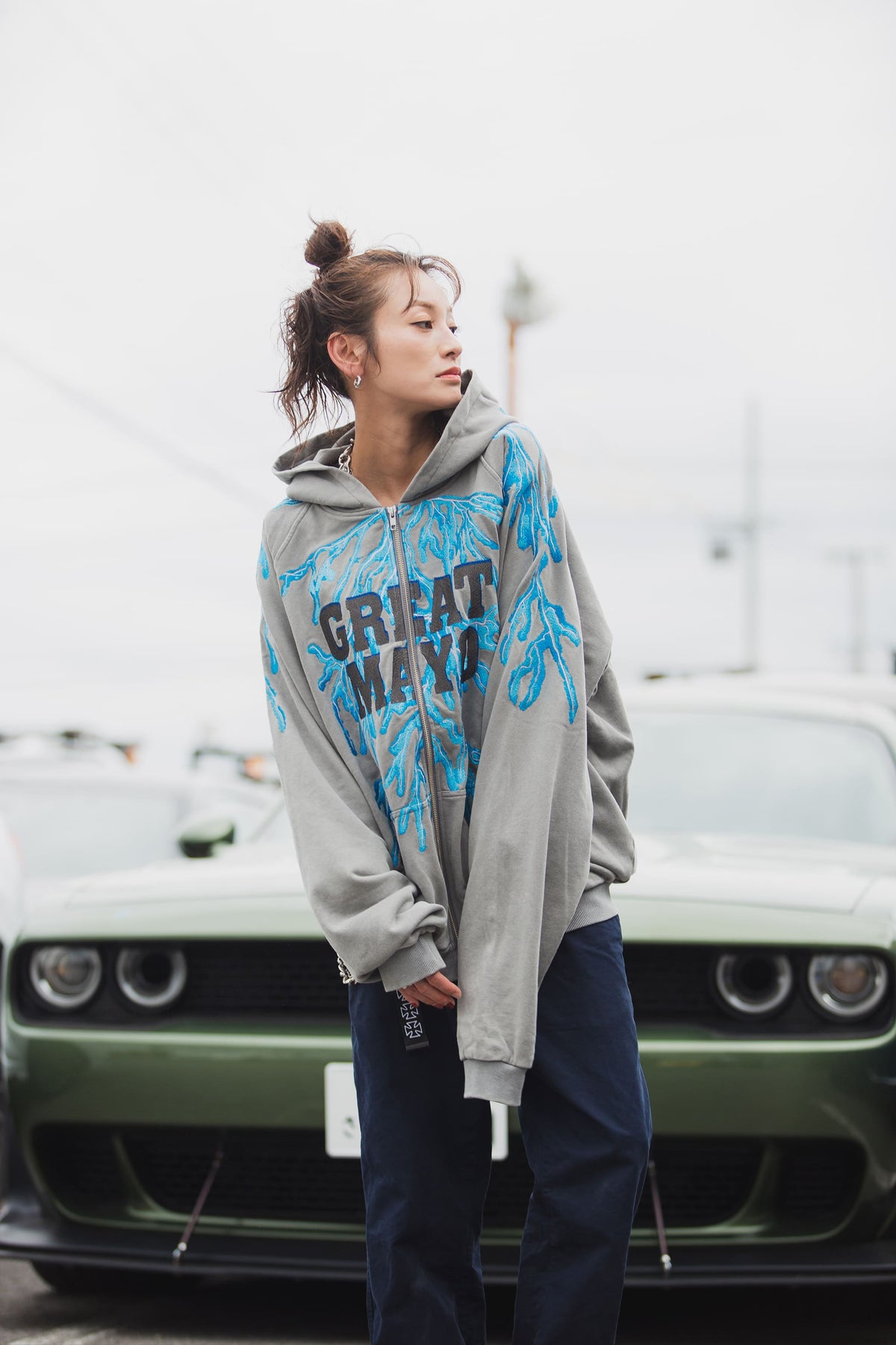 GREAT MAYO THUNDER EMBROIDERY ZIP UP HOODIE