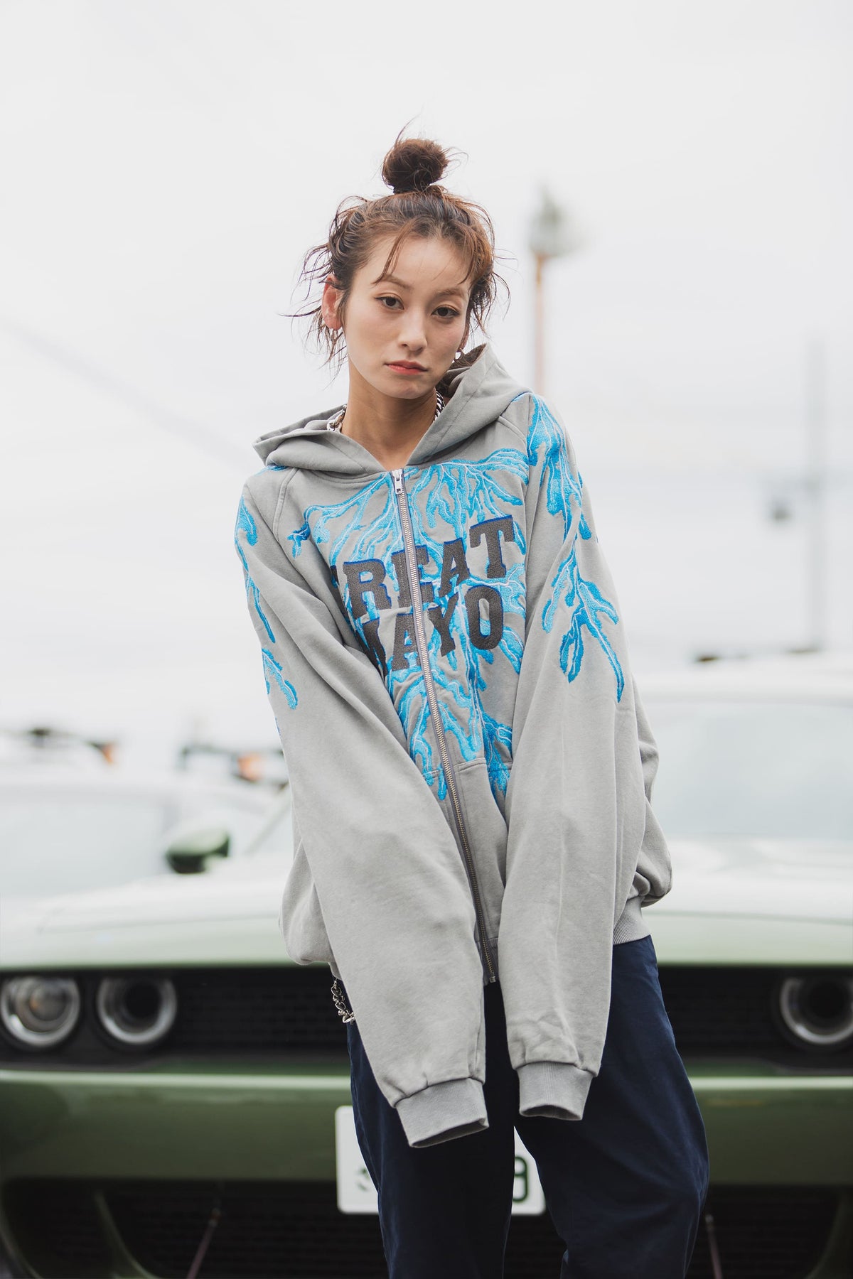 GREAT MAYO THUNDER EMBROIDERY ZIP UP HOODIE