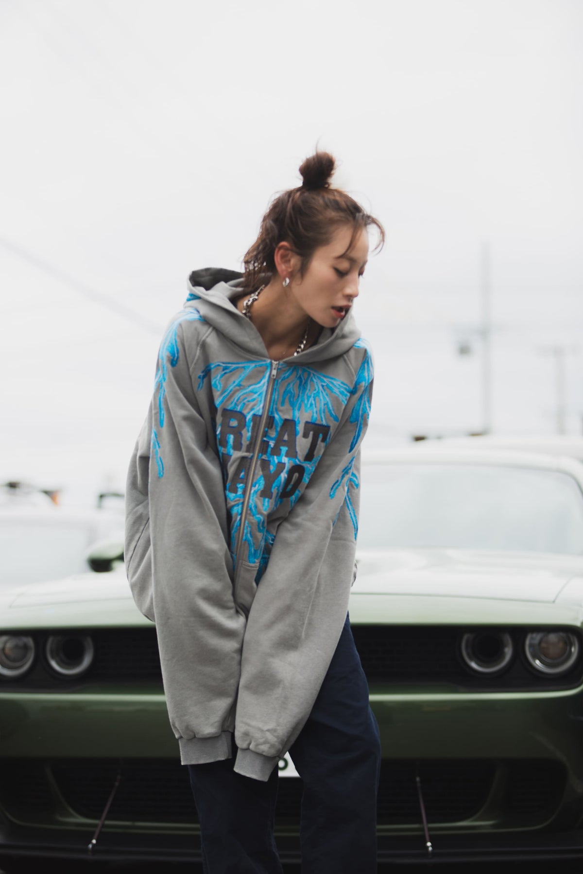 GREAT MAYO THUNDER EMBROIDERY ZIP UP HOODIE