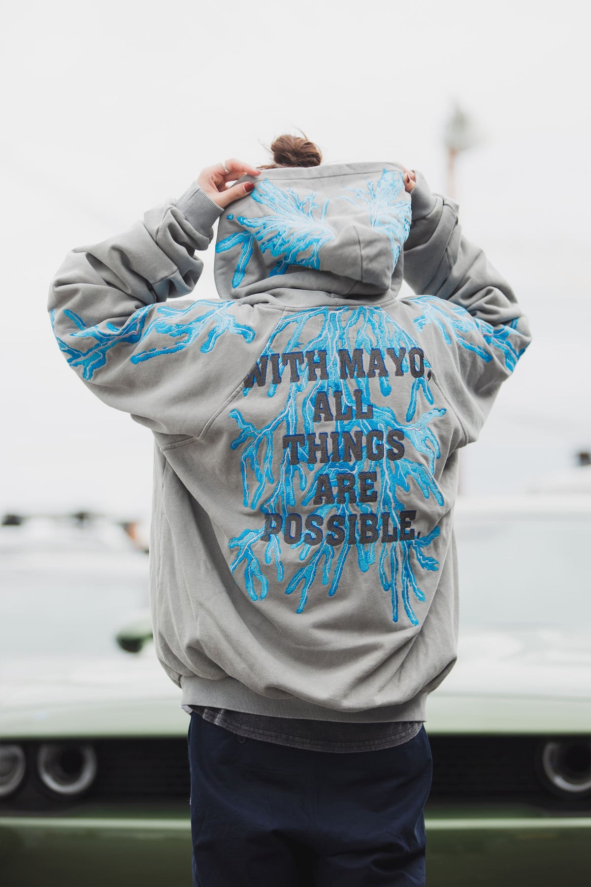 GREAT MAYO THUNDER EMBROIDERY ZIP UP HOODIE
