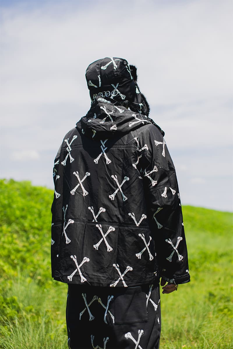 MAYO CROSS BONES EMBROIDERY NYLON MOUNTAIN PARKA - BLACK