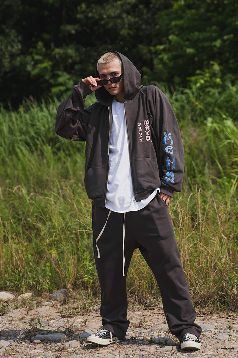 FORGET ME NOT EMBROIDERY ZIPUP HOODIE