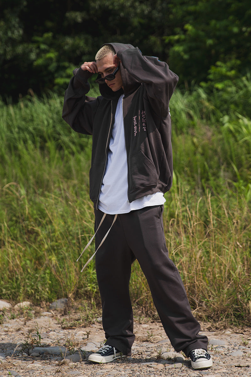 FORGET ME NOT EMBROIDERY ZIPUP HOODIE