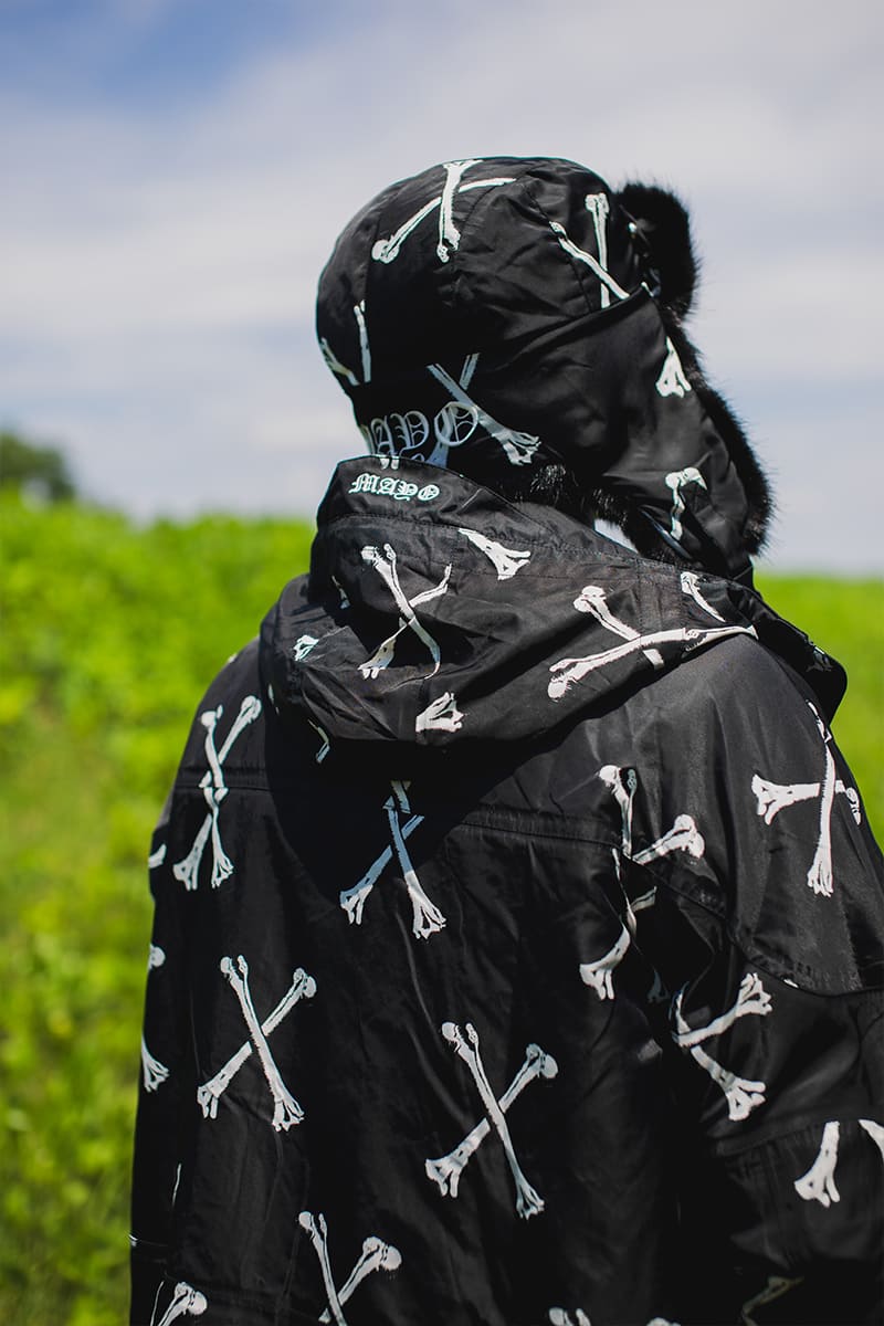 MAYO CROSS BONES EMBROIDERY NYLON MOUNTAIN PARKA - BLACK