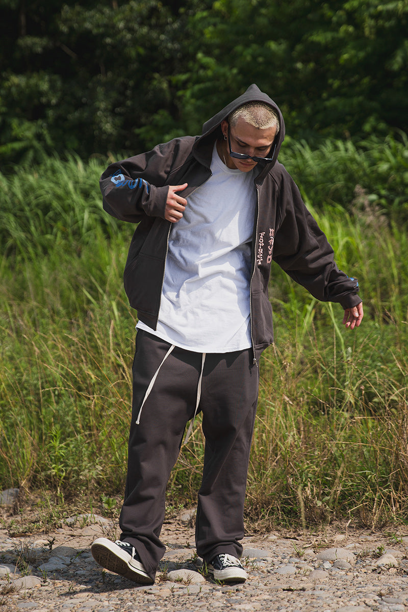 FORGET ME NOT EMBROIDERY ZIPUP HOODIE