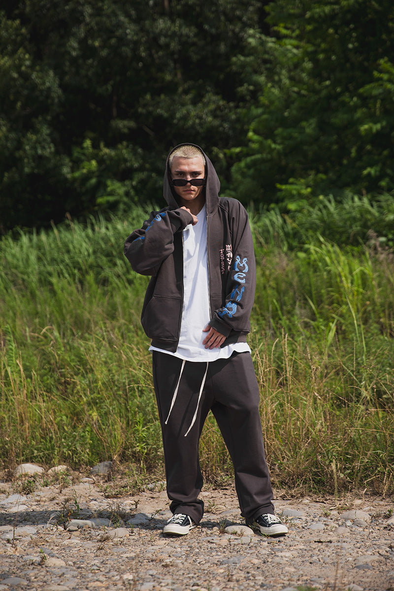 FORGET ME NOT EMBROIDERY ZIPUP HOODIE