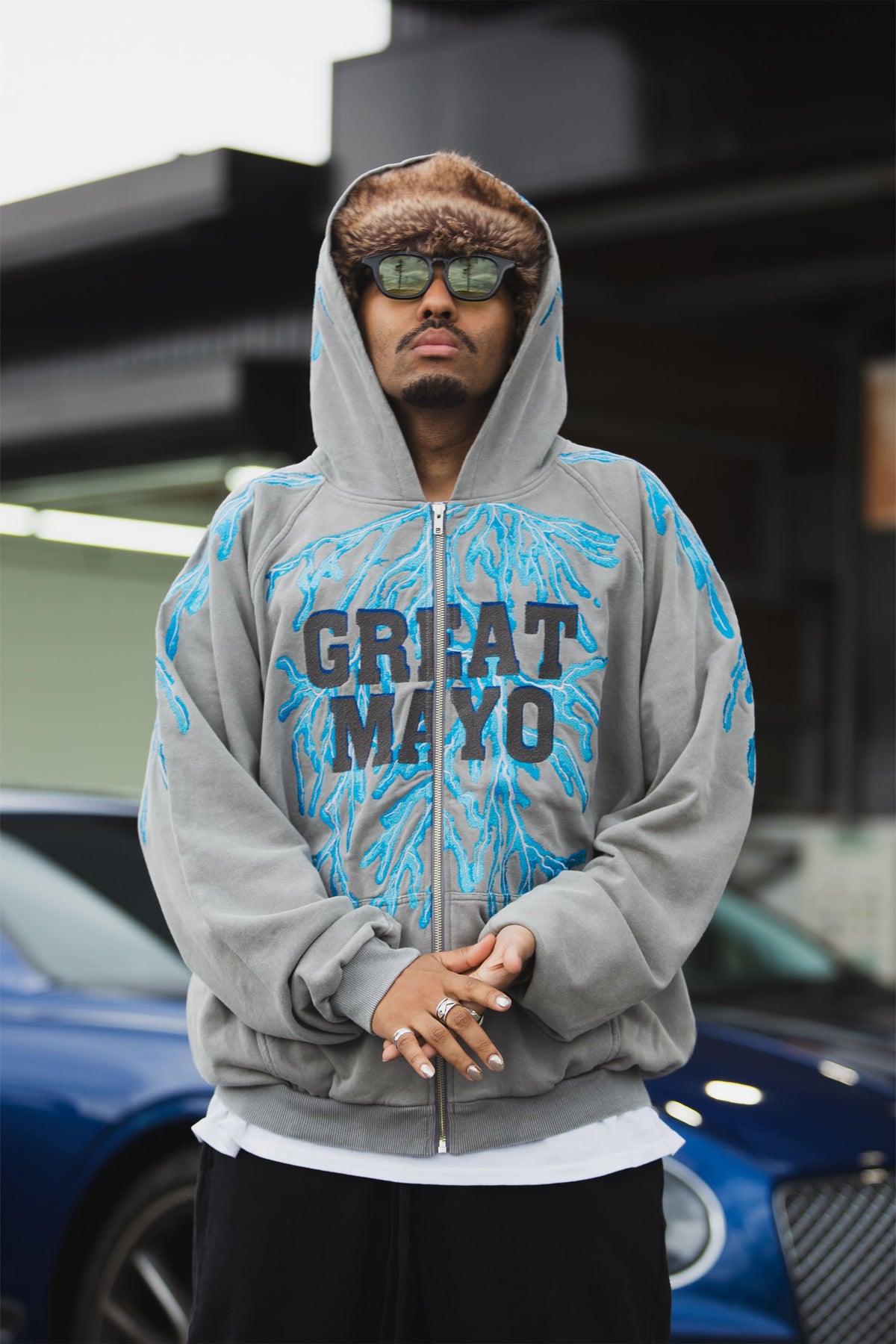 GREAT MAYO THUNDER EMBROIDERY ZIP UP HOODIE