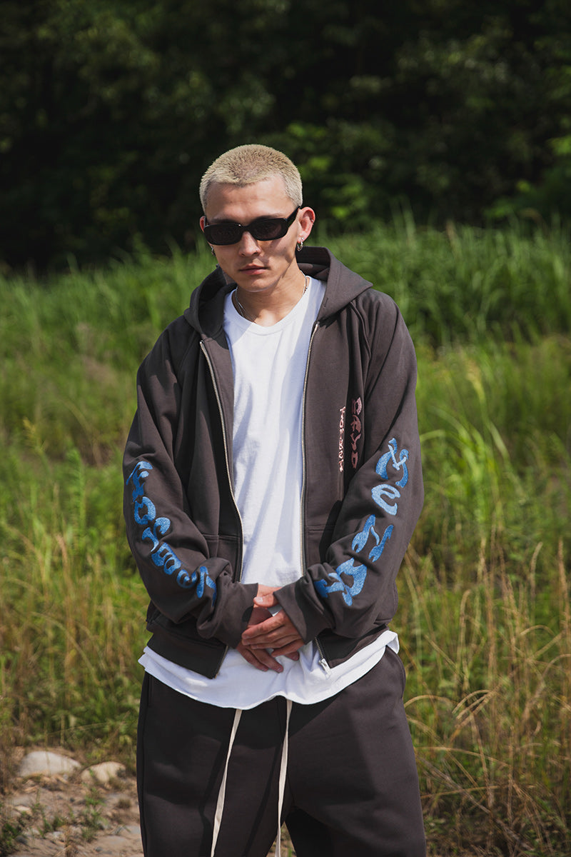 FORGET ME NOT EMBROIDERY ZIPUP HOODIE