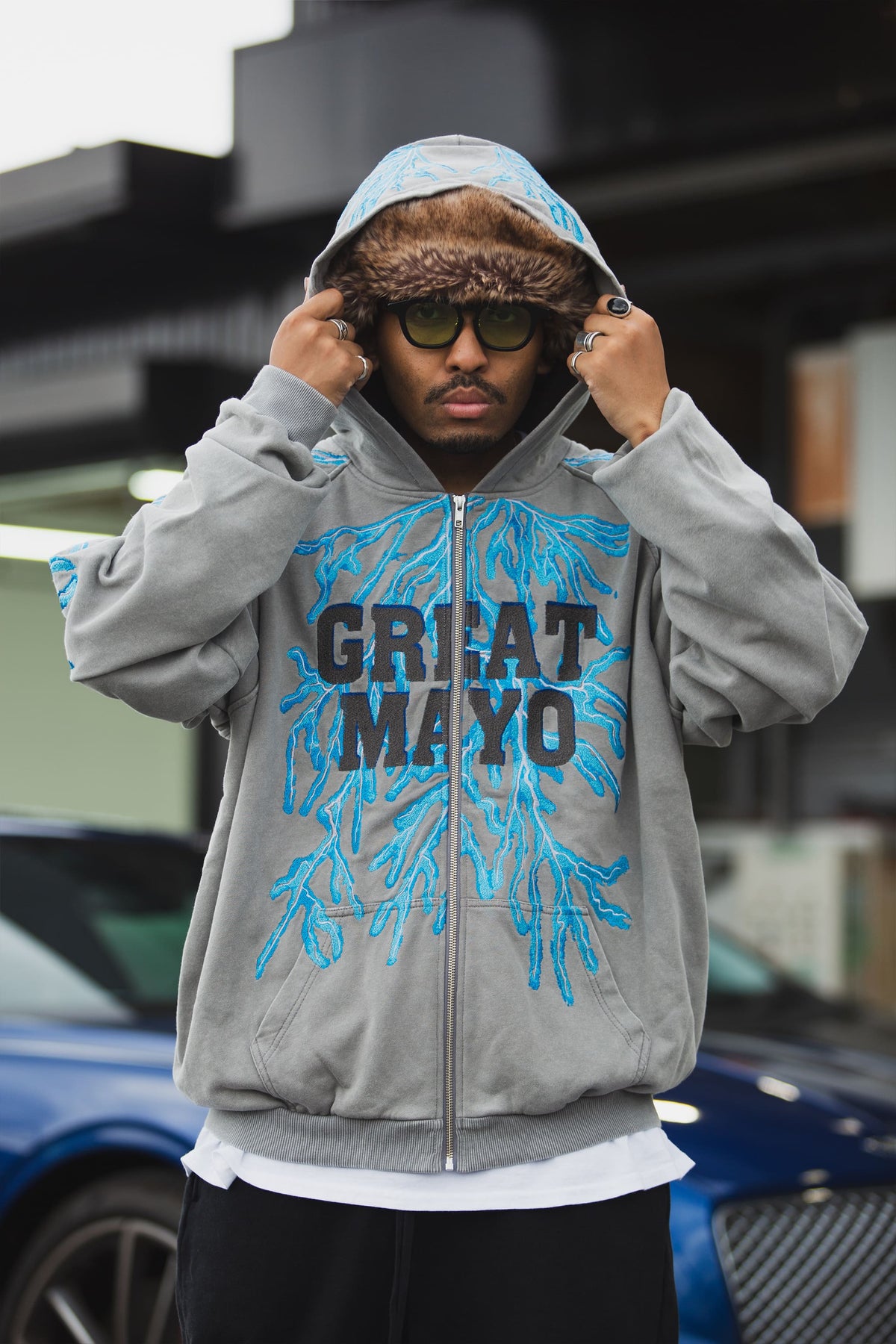 GREAT MAYO THUNDER EMBROIDERY ZIP UP HOODIE
