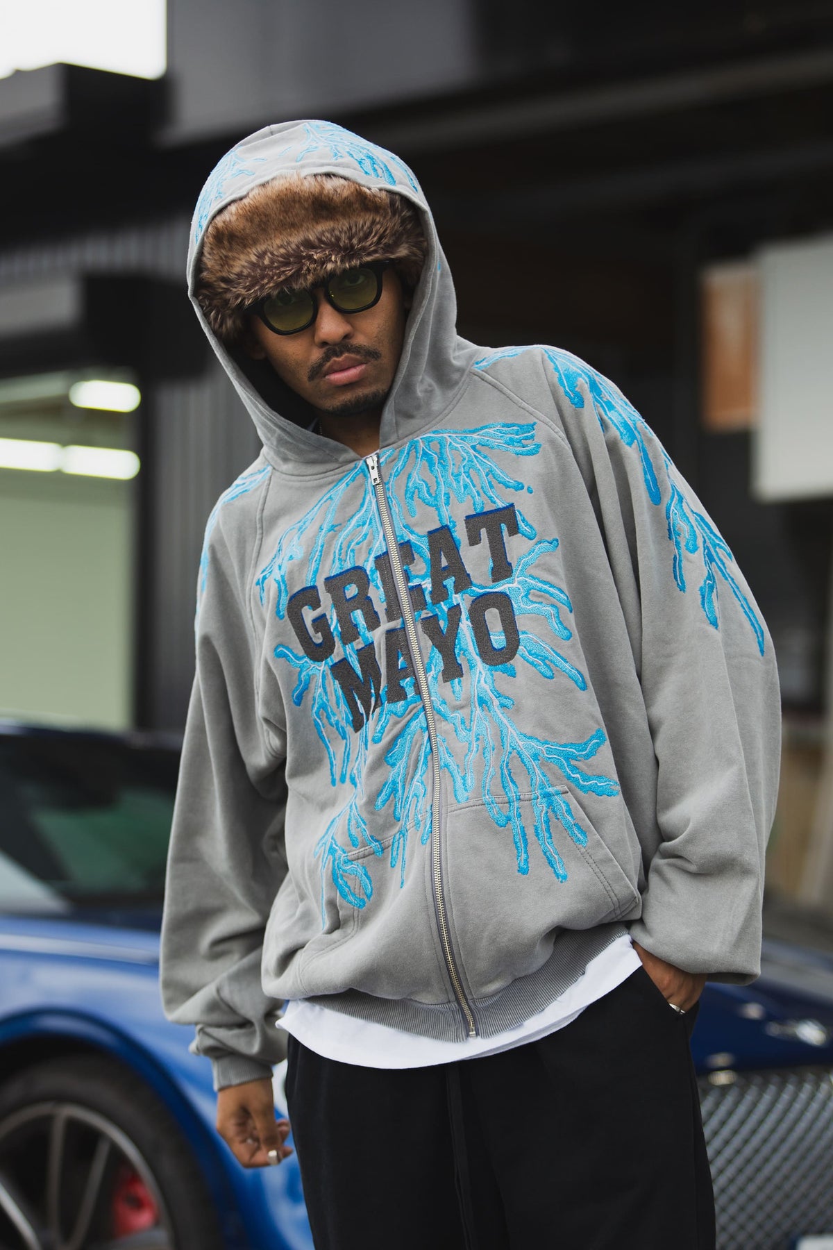 GREAT MAYO THUNDER EMBROIDERY ZIP UP HOODIE