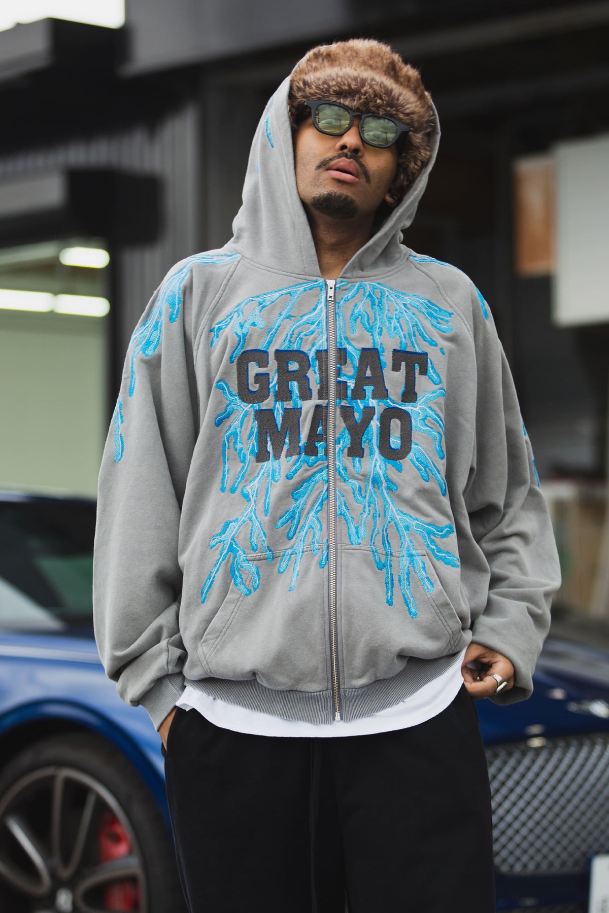 GREAT MAYO THUNDER EMBROIDERY ZIP UP HOODIE