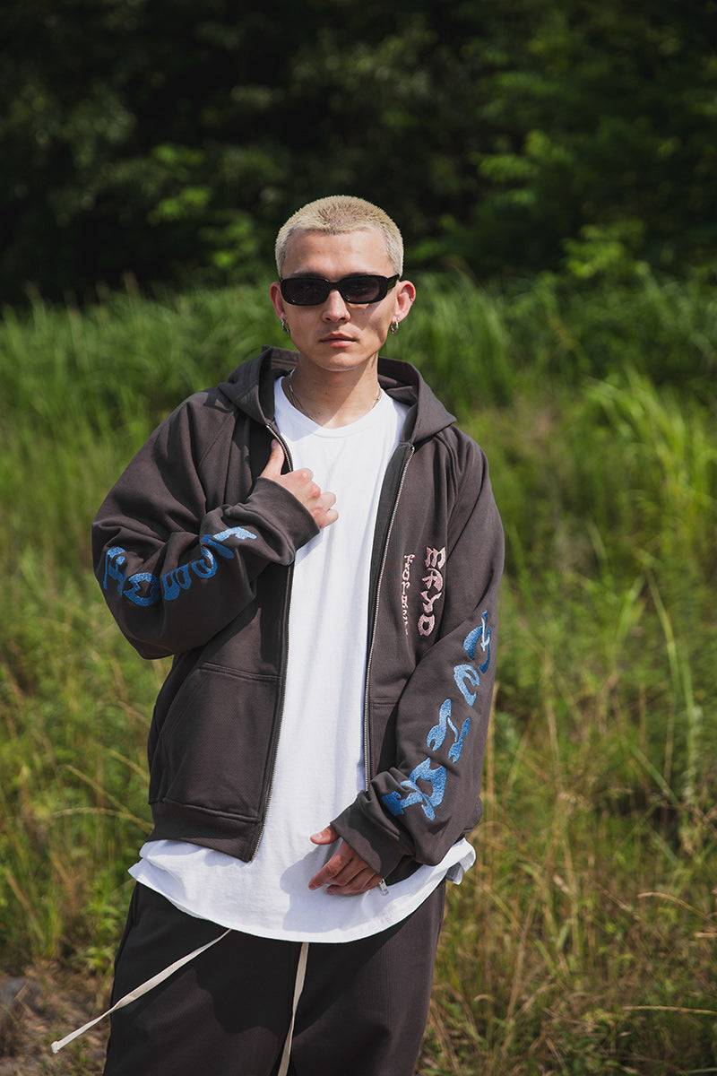 FORGET ME NOT EMBROIDERY ZIPUP HOODIE