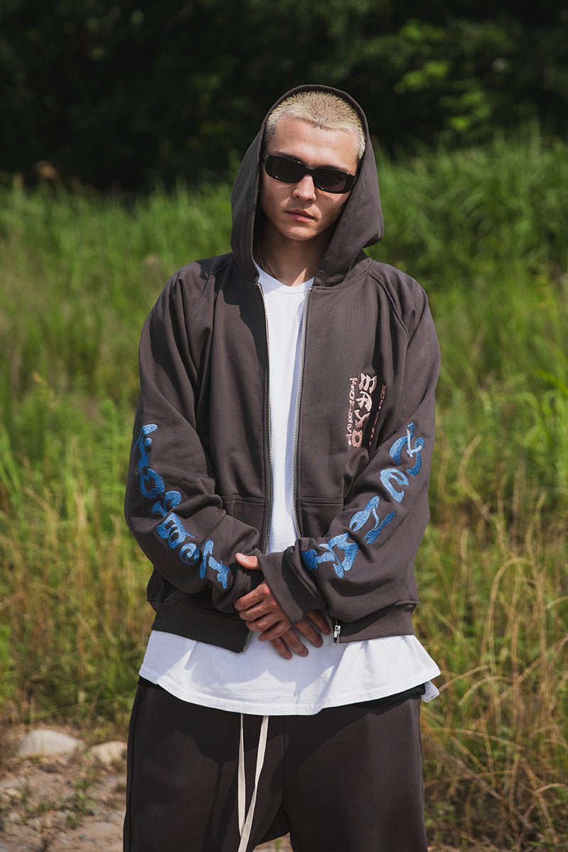 FORGET ME NOT EMBROIDERY ZIPUP HOODIE