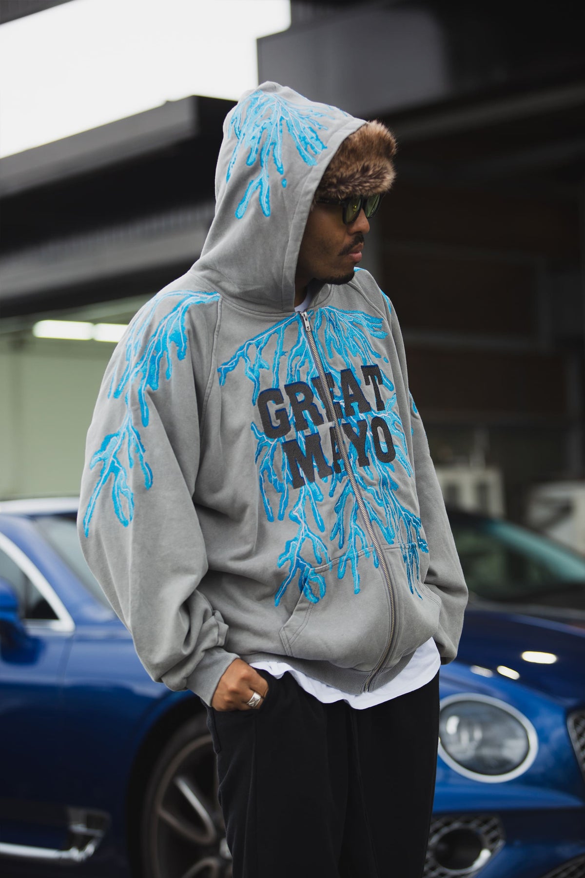 GREAT MAYO THUNDER EMBROIDERY ZIP UP HOODIE