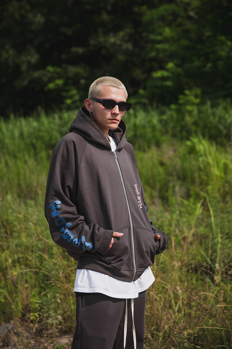 FORGET ME NOT EMBROIDERY ZIPUP HOODIE