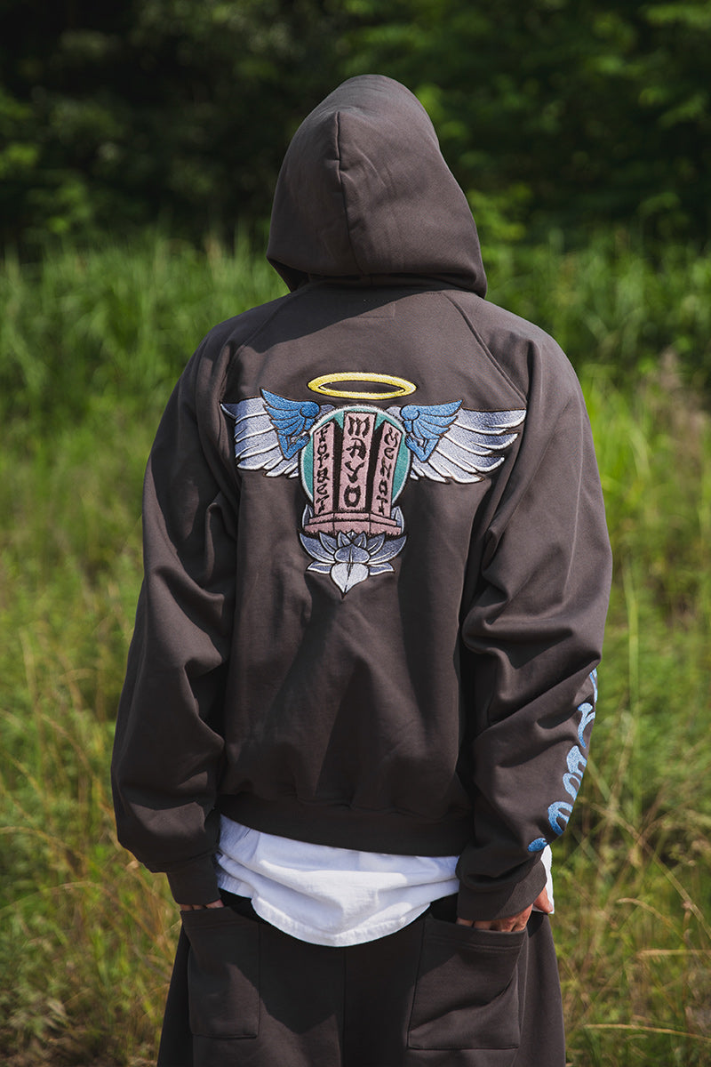 FORGET ME NOT EMBROIDERY ZIPUP HOODIE