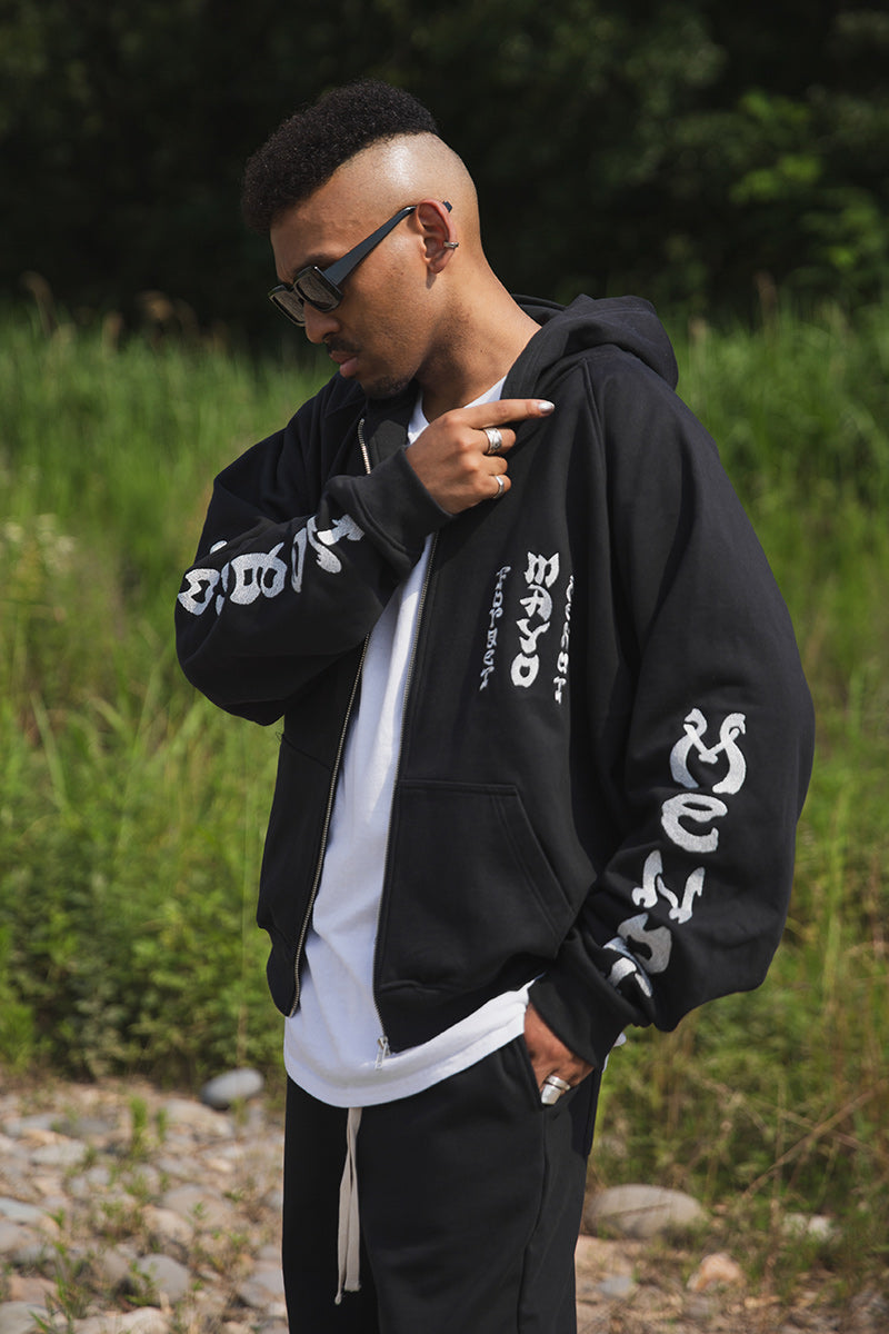 FORGET ME NOT EMBROIDERY ZIPUP HOODIE