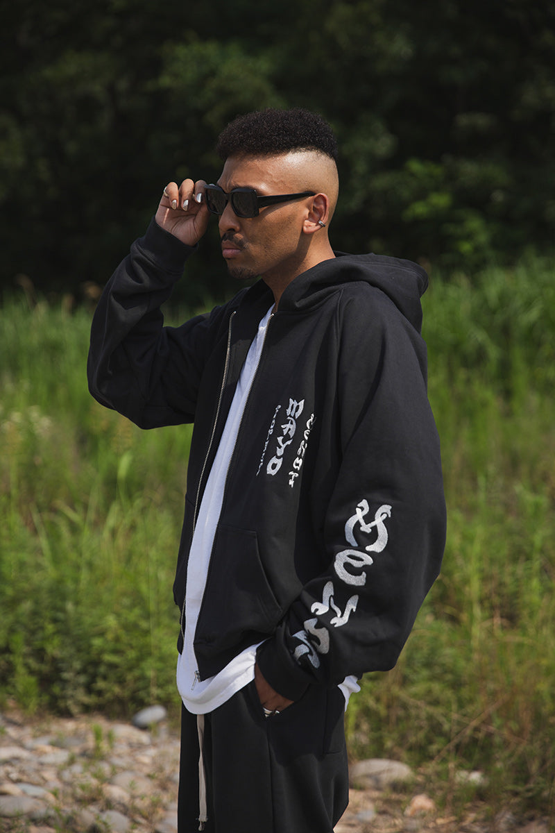 FORGET ME NOT EMBROIDERY ZIPUP HOODIE