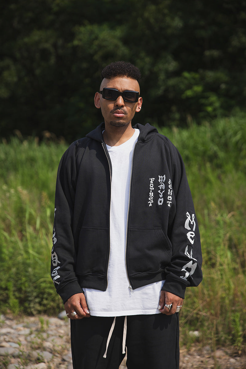 FORGET ME NOT EMBROIDERY ZIPUP HOODIE