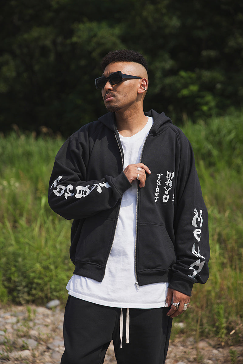 FORGET ME NOT EMBROIDERY ZIPUP HOODIE